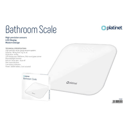 PLATINET BATHROOM SCALE 180 KG WHITE PBSW