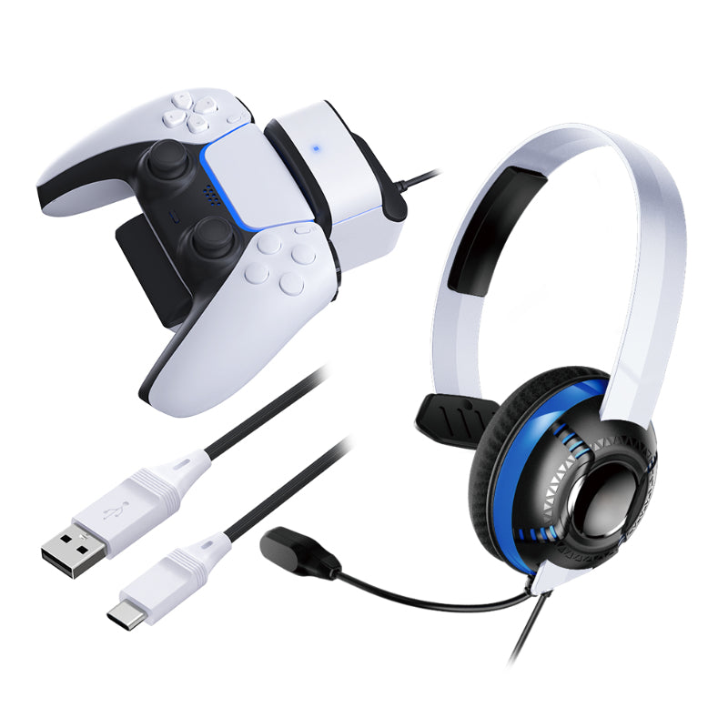 REVENT KIT PLAYSTATION 5 - AURICULAR CHAT+DOCK CARGA INALAMBRICA MANDO+CABLE CARGA USB-TIPO C