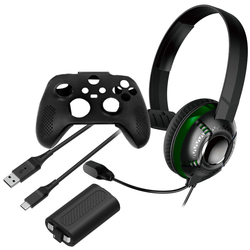 REVENT KIT XBOX SERIE X - AURICULAR CHAT+FUNDA MANDO SILICONA+CABLE CARGA CON BATERIA RECARGABLE