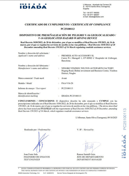 AVANT BALIZA LUZ DE EMERGENCIA V16 CONECTADA DGT INCLUYE DATOS AV1201