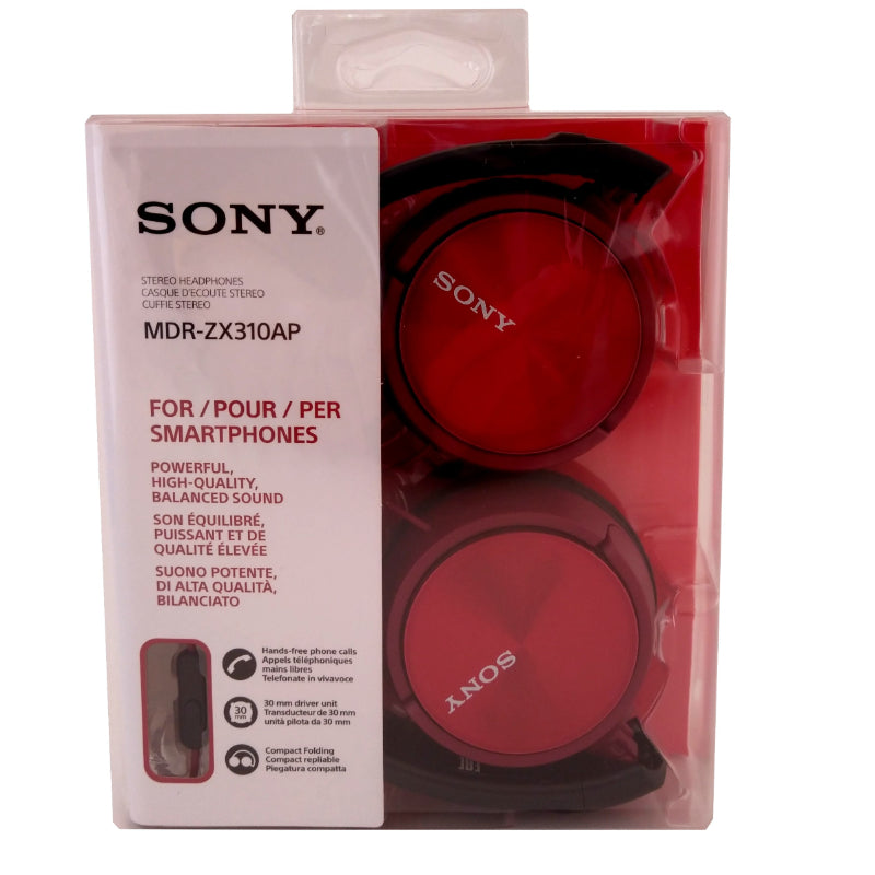 SONY AURICULARES DIADEMA MICROFONO MDR-ZX310AP ROJO