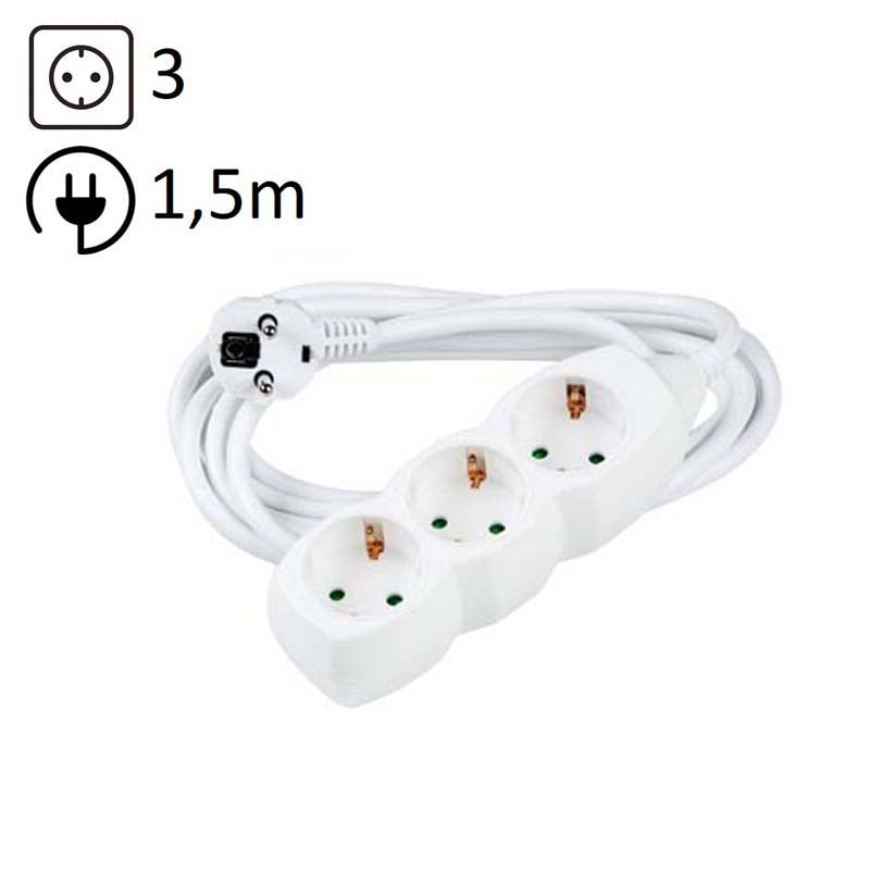 TECHNIK REGLETA DE CORRIENTE 3 ENCHUFES 1,5M 16A BLANCO