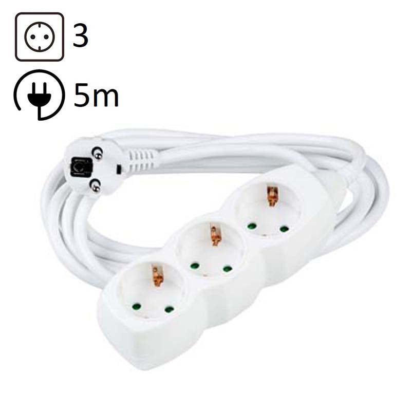 TECHNIK REGLETA DE CORRIENTE 3 ENCHUFES 5,0M 16A BLANCO