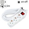 TECHNIK REGLETA DE CORRIENTE 3 ENCHUFES 1,5M 16A BLANCO+INTERRUPTOR