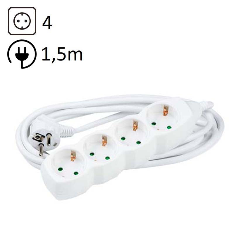 TECHNIK REGLETA DE CORRIENTE 4 ENCHUFES 1,5M 16A BLANCO