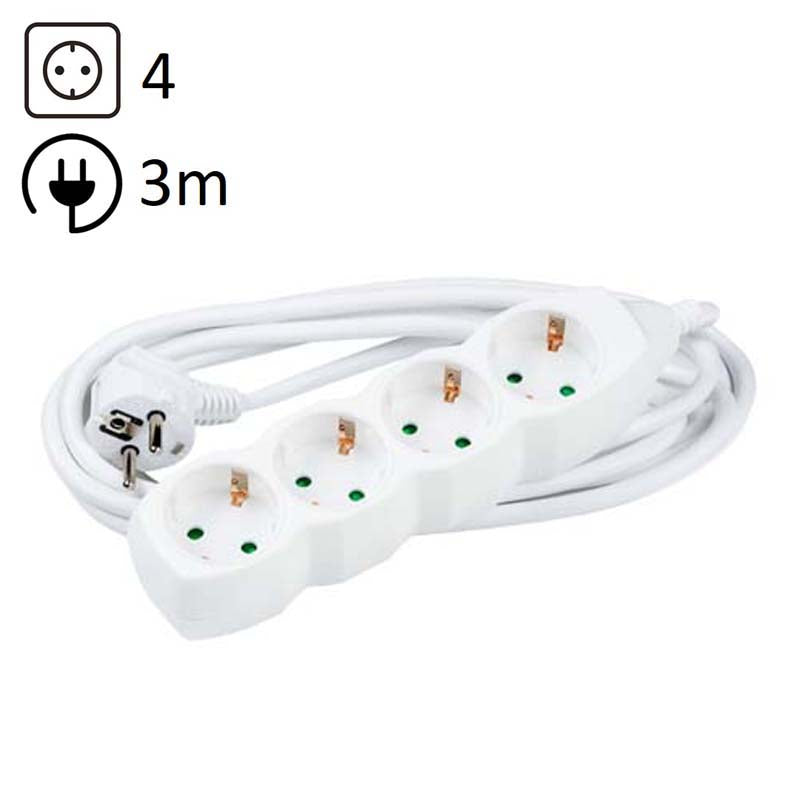 TECHNIK REGLETA DE CORRIENTE 4 ENCHUFES 3,0M 16A BLANCO