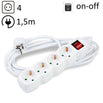 TECHNIK REGLETA DE CORRIENTE 4 ENCHUFES 1,5M 16A BLANCO+INTERRUPTOR