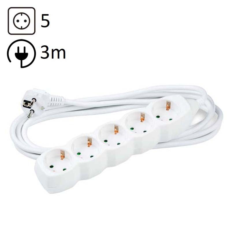 TECHNIK REGLETA DE CORRIENTE 5 ENCHUFES 3,0M 16A BLANCO