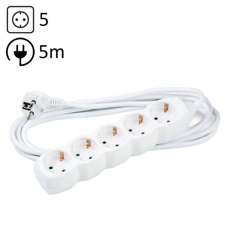 TECHNIK REGLETA DE CORRIENTE 5 ENCHUFES 5,0M 16A BLANCO