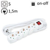 TECHNIK REGLETA DE CORRIENTE 5 ENCHUFES 1,5M 16A BLANCO+INTERRUPTOR