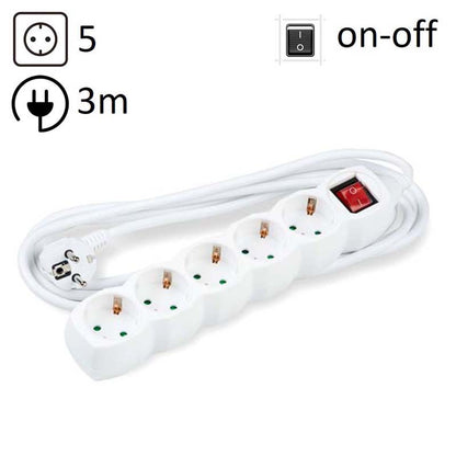 TECHNIK REGLETA DE CORRIENTE 5 ENCHUFES 3,0M 16A BLANCO+INTERRUPTOR