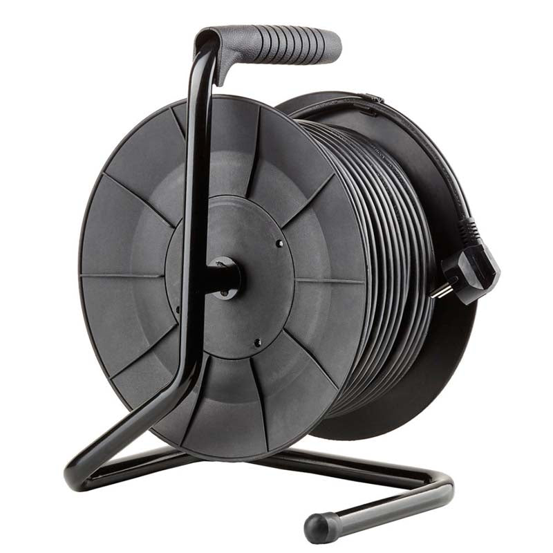 TECHNIK ENROLLACABLE 4 TOMAS 50M NEGRO+INTERRUPTOR