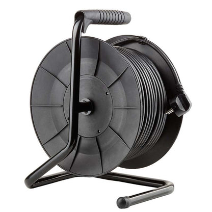 TECHNIK ENROLLACABLE 4 TOMAS 50M NEGRO+INTERRUPTOR