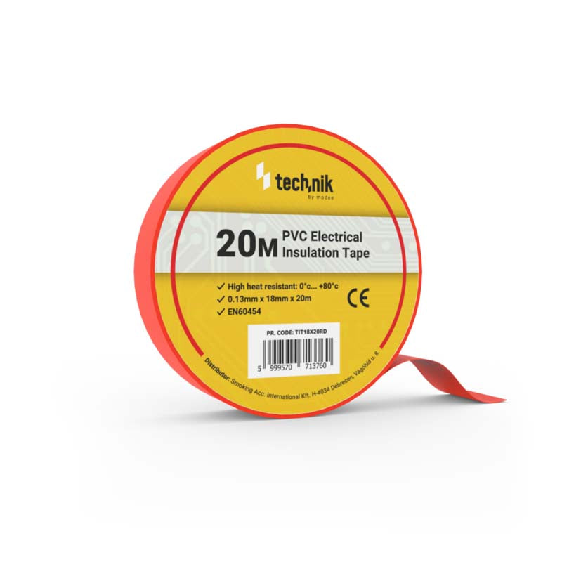 TECHNIK CINTA AISLANTE PVC 0.13x18MM 20 METROS ROJO