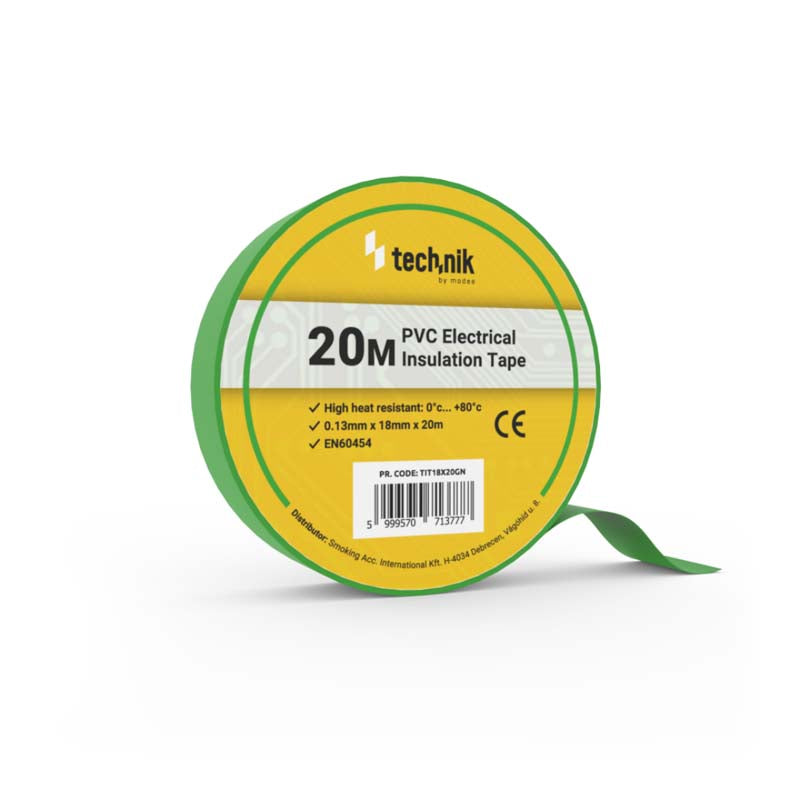 TECHNIK CINTA AISLANTE PVC 0.13x18MM 20 METROS VERDE