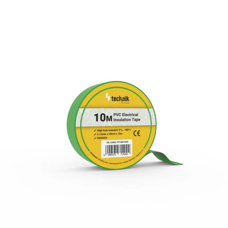 TECHNIK CINTA AISLANTE PVC 0.13x18MM 10 METROS VERDE