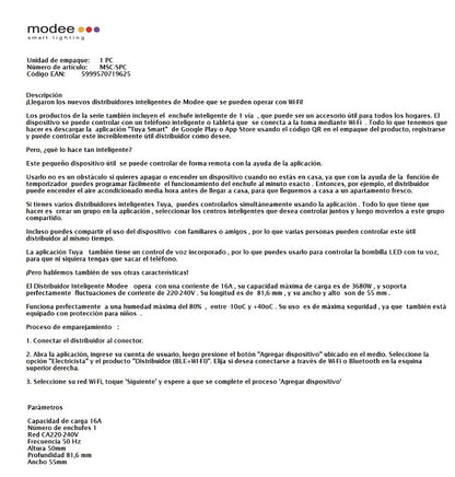 TECHNIK MODEE ENCHUFE INTELIGENTE WIFI 16A