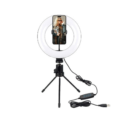 UNICO BR1485 TRIPODE CON ARO DE LUZ 8" DIAMETRO 20CM PARA MOVIL USB NEGRO