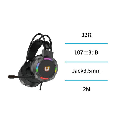 UNICO HP1536 2M HEADSET COM FIO COM JACK DE 3,5 MM E HEADSET PARA JOGOS RGB - PRETO