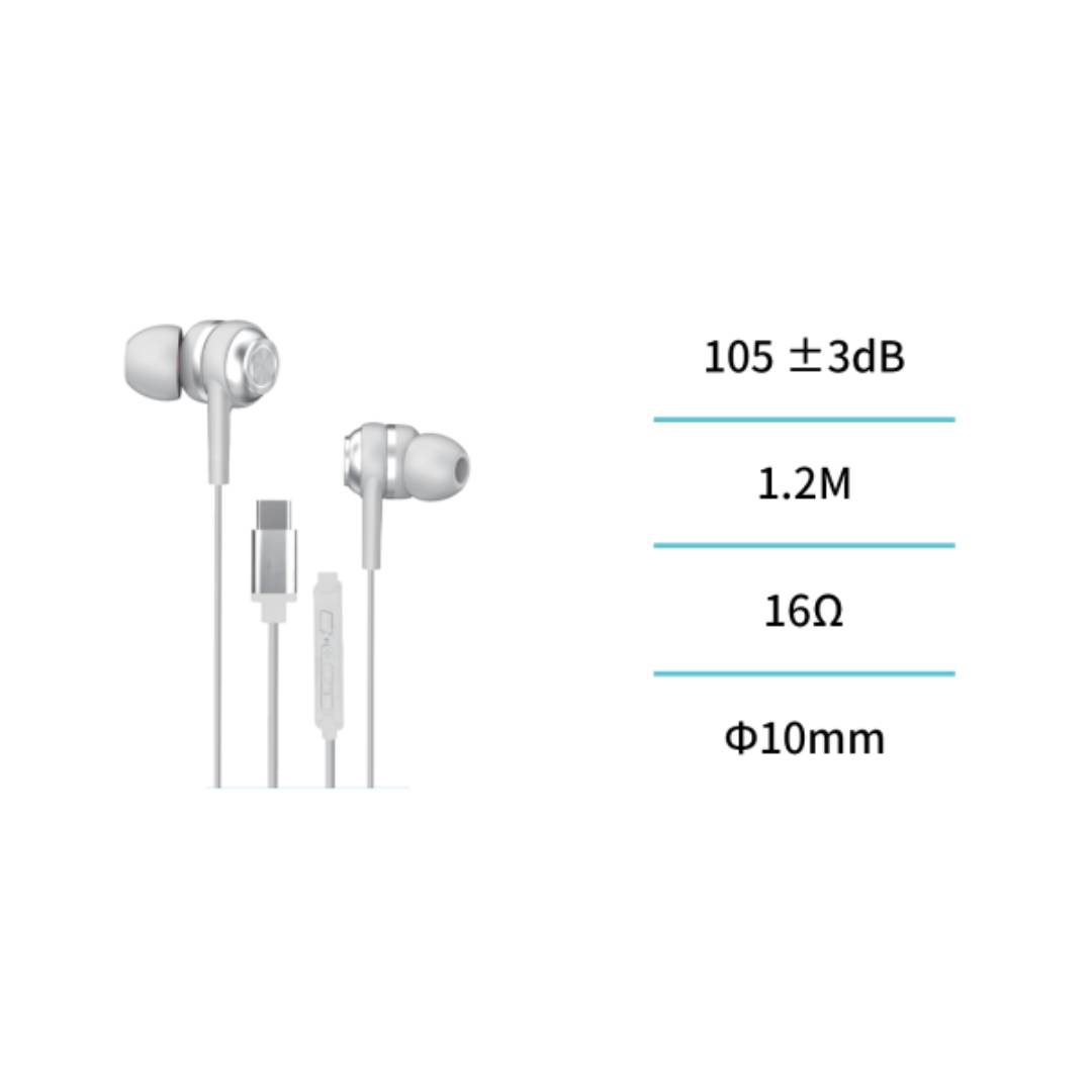 UNICO EP1888 HEADPHONES CABLE TYPE-C IN-EAR MICRO BASS GRAY