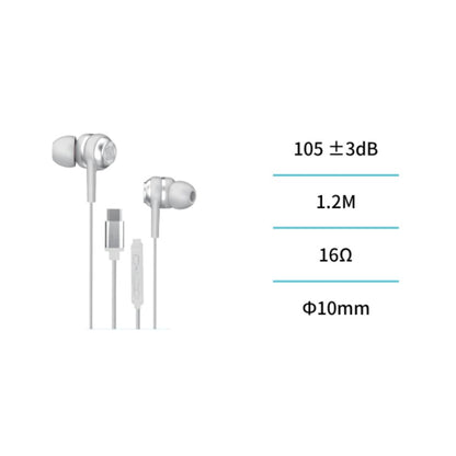 UNICO EP1888 HEADPHONES CABLE TYPE-C IN-EAR MICRO BASS GRAY