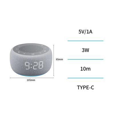 UNICO BS2024 ALTAVOZ BLUETOOTH 5.3 3W RELOJ ALARMA RGB LED NOISE 1000 MAH TIPO-C BLANCO GRIS