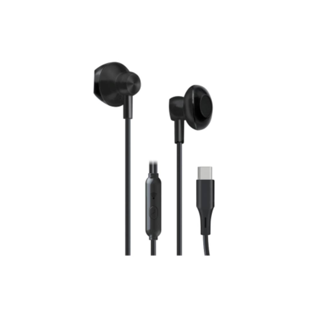 UNICO EP2107 TYPE-C CABLE HEADPHONES SEMI IN-EAR MICRO BLACK