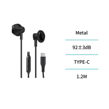 UNICO EP2107 TYPE-C CABLE HEADPHONES SEMI IN-EAR MICRO BLACK