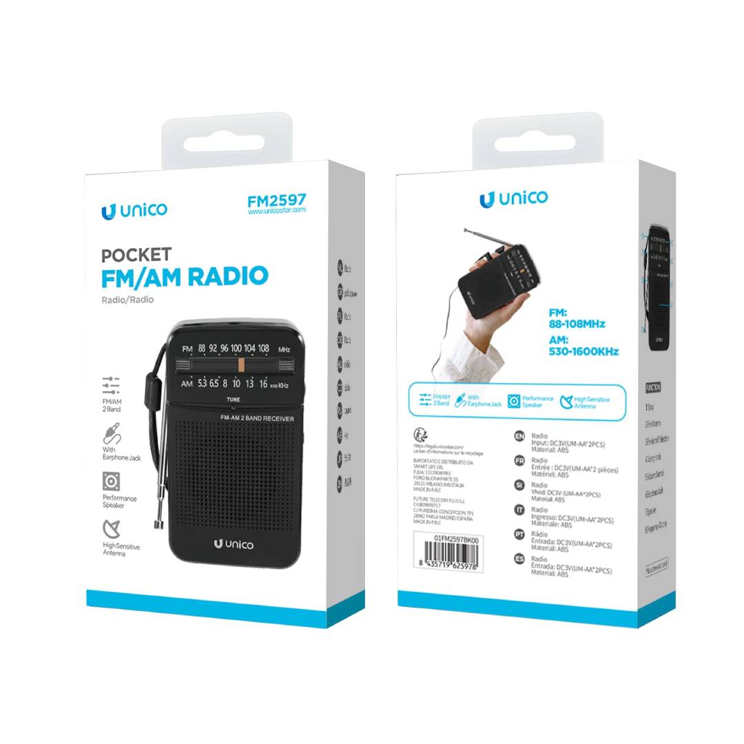 UNICO FM2597 PORTABLE RADIO FM/AM JACK BLACK