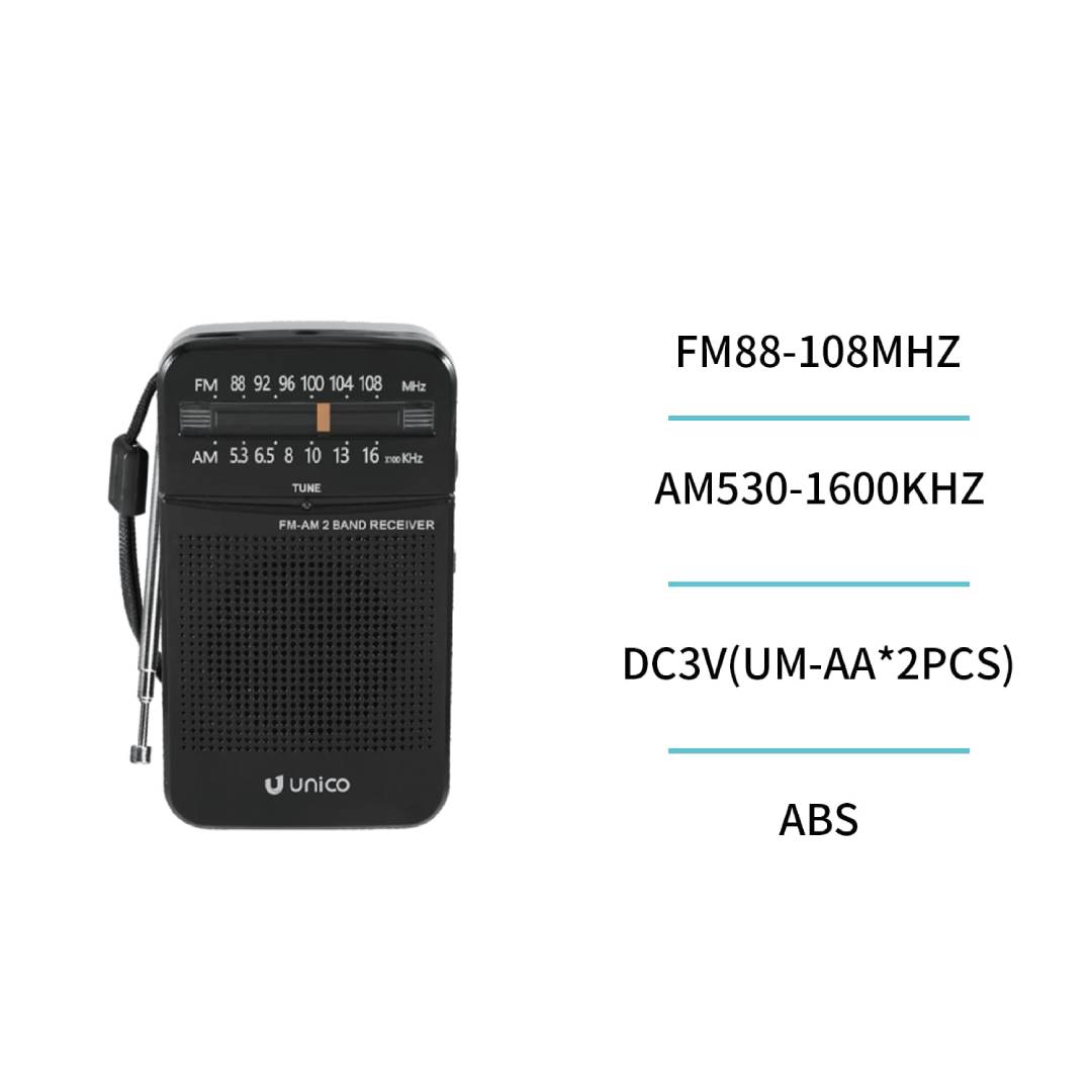 UNICO FM2597 PORTABLE RADIO FM/AM JACK BLACK