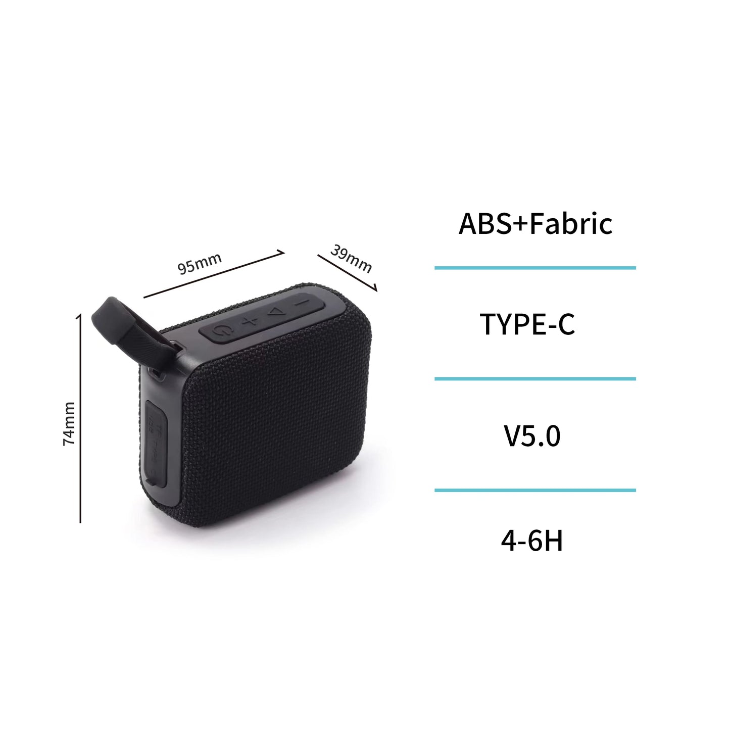 UNICO BS2764 ALTAVOZ BLUETOOTH 5.0 5W MINI PORTABLE 9CM TELA TIPO-C NEGRO