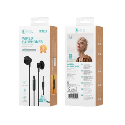 UNICO EP3010 CABO DE ENTRADA PARA AUSCULTADORES 3,5MM SEMI IN-EAR MICRO PRETO
