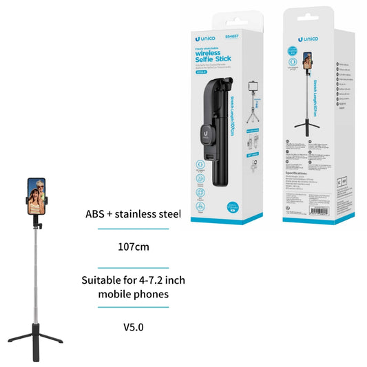 UNICO SS4657 PALO SELFIE BLUETOOTH 5.0 REMOTO 360 RETRACTIL 107CM NEGRO