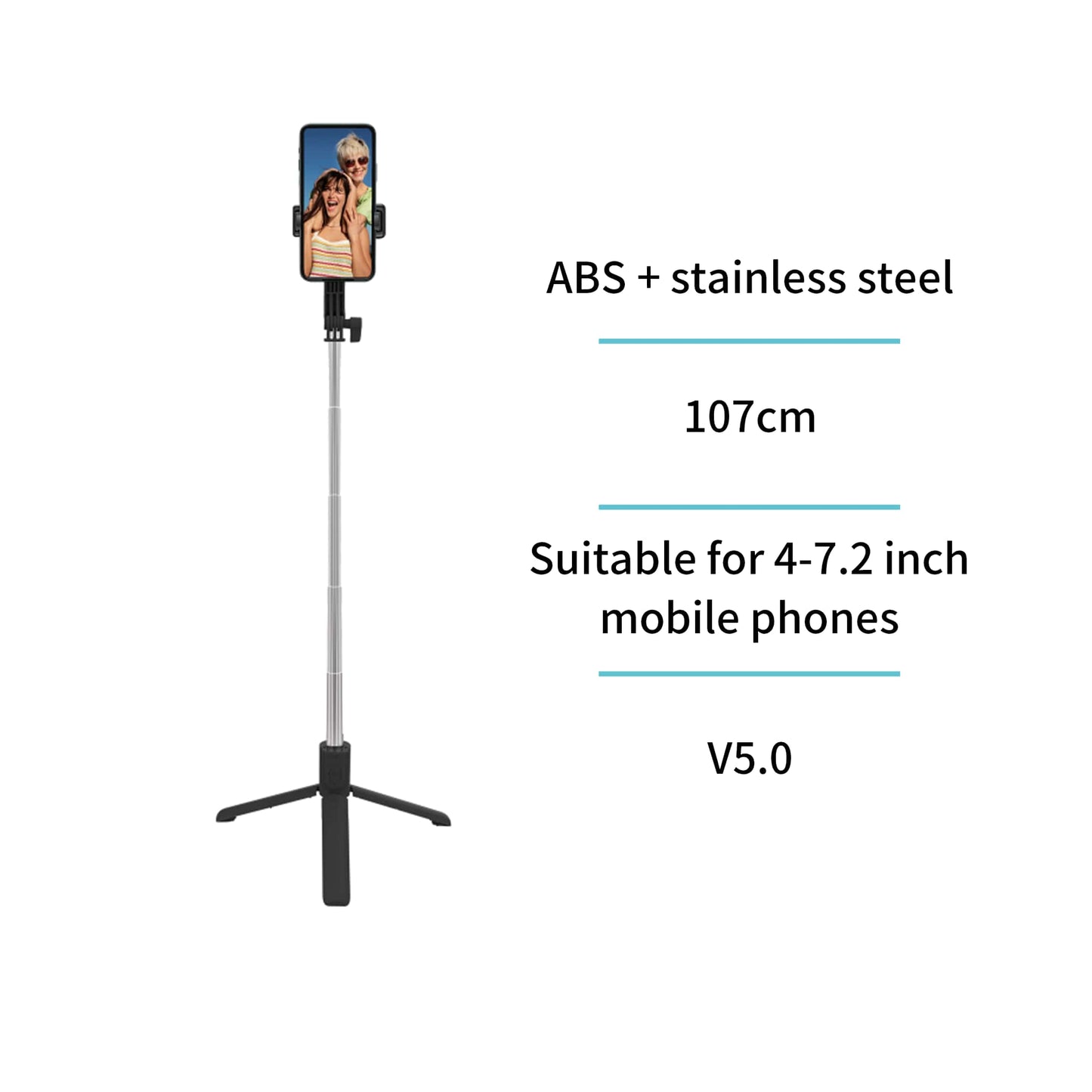 UNICO SS4657 PALO SELFIE BLUETOOTH 5.0 REMOTO 360 RETRACTIL 107CM NEGRO