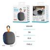 UNICO BS2312 ALTAVOZ BLUETOOTH 5.4 5W RGB LED MINI PORTABLE 9CM 500MAH TIPO-C NEGRO