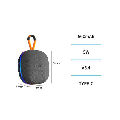 UNICO BS2312 ALTAVOZ BLUETOOTH 5.4 5W RGB LED MINI PORTABLE 9CM 500MAH TIPO-C NEGRO