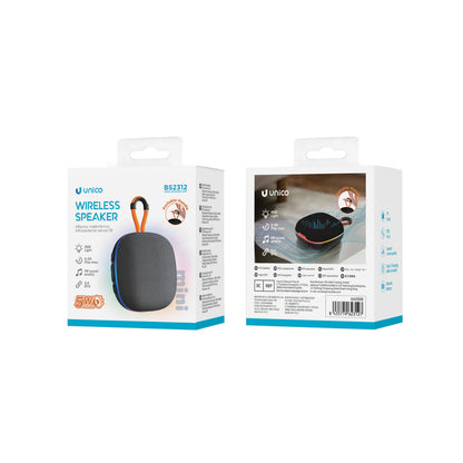 UNICO BS2312 ALTAVOZ BLUETOOTH 5.4 5W RGB LED MINI PORTABLE 9CM 500MAH TIPO-C NEGRO