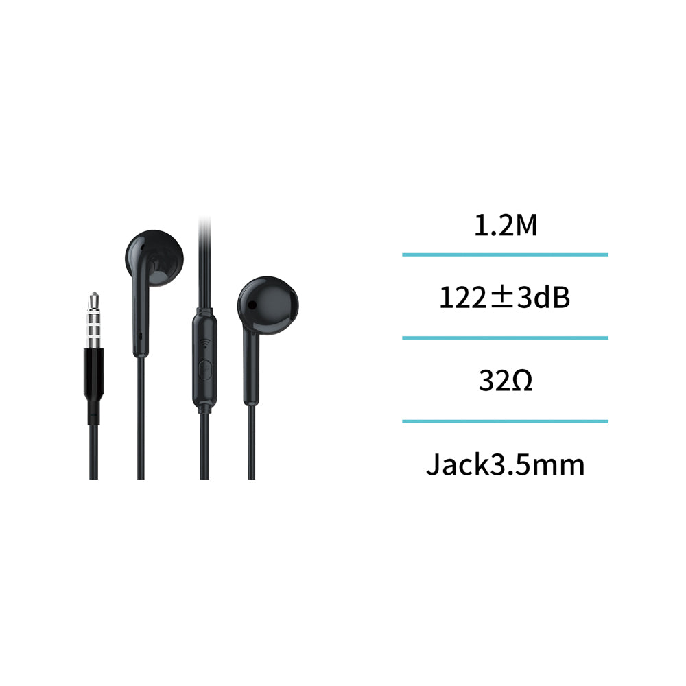UNICO EP1782 AURICULARES CABLE JACK 3.5MM SEMI IN-EAR MICRO NEGRO