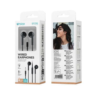 UNICO EP1782 AURICULARES CABLE JACK 3.5MM SEMI IN-EAR MICRO NEGRO