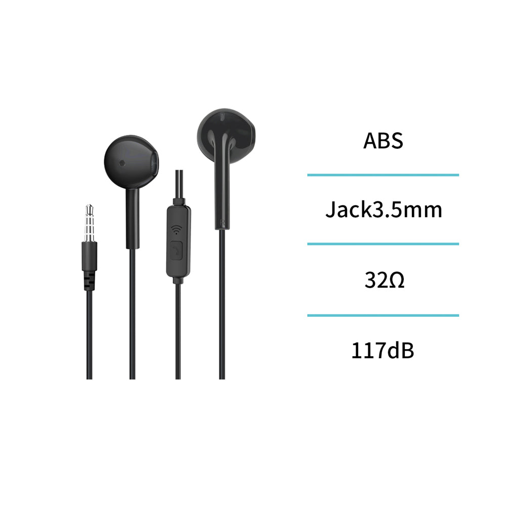 UNICO EP6181 AURICULARES CABLE Jack 3.5MM SEMI IN-EAR MICRO NEGRO