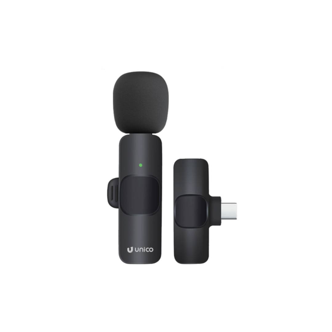 UNICO MP6037 HD BLUETOOTH DINÂMICO MICROFONE DE LAVALIER TIPO C COM CLIPE DE RUÍDO PRETO