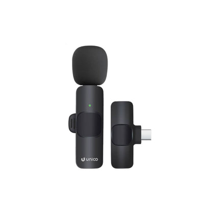UNICO MP6037 HD BLUETOOTH DINÂMICO MICROFONE DE LAVALIER TIPO C COM CLIPE DE RUÍDO PRETO