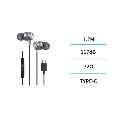 UNICO EP6175 AURICULARES CABLE TIPO-C IN-EAR MICRO NEGRO