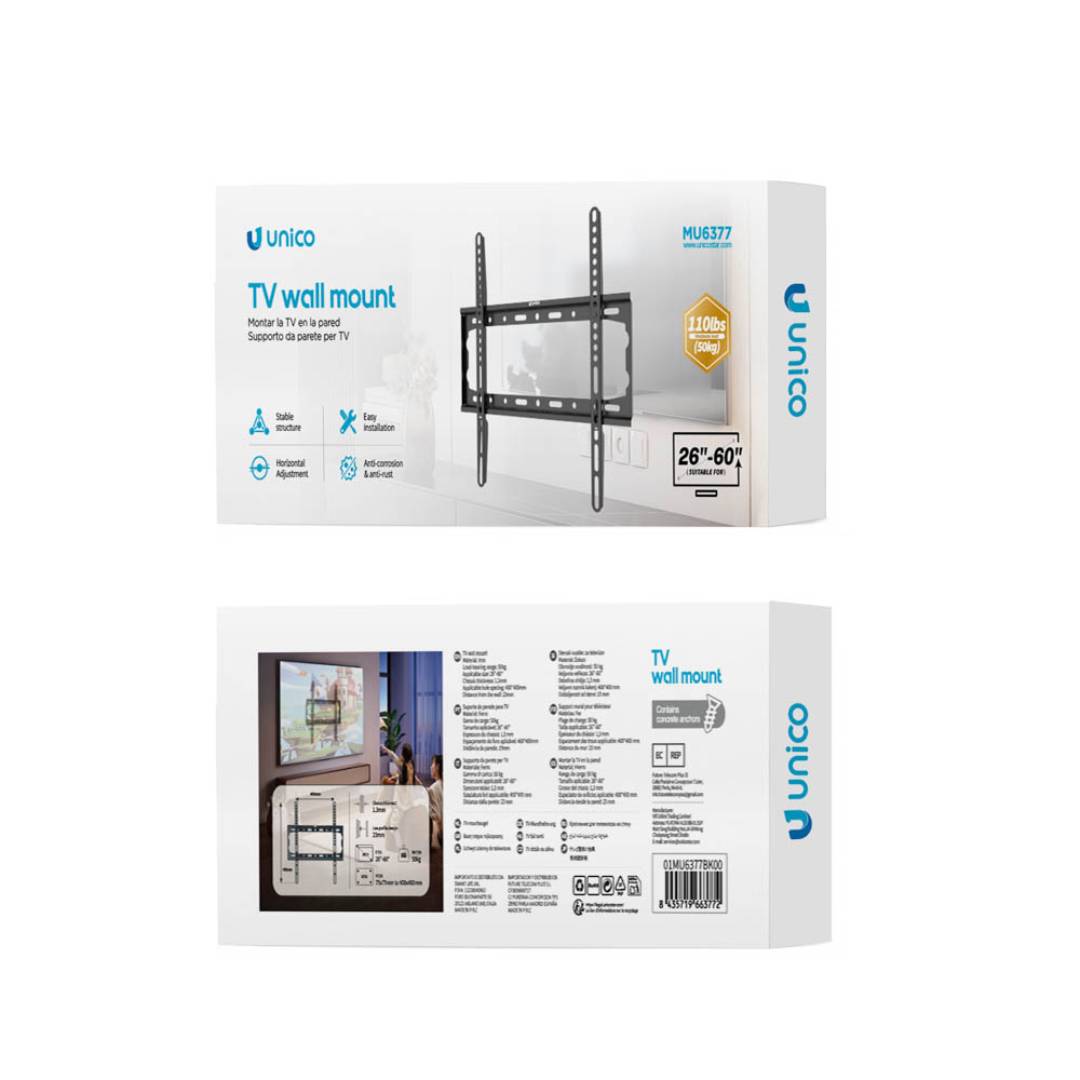 SUPORTE FIXO PARA TV UNICO MU6377 20 A 60 50KG CINZA