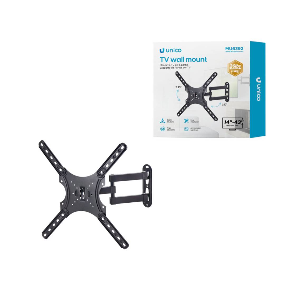 SUPORTE DE TV DOBRÁVEL GIRATÓRIO UNICO MU6392 14 A 43 12 KG CINZENTO