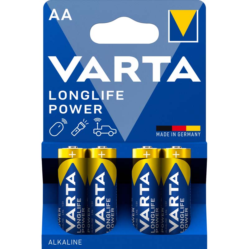 PILHA ALCALINA VARTA LONGLIFE POWER AA LR6 BLISTER*4