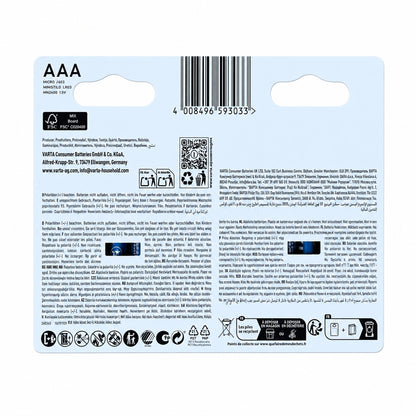 VARTA LONGLIFE POWER PILA ALCALINA AAA LR03 BLISTER*12