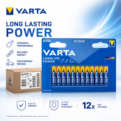 VARTA LONGLIFE POWER PILA ALCALINA AAA LR03 BLISTER*12