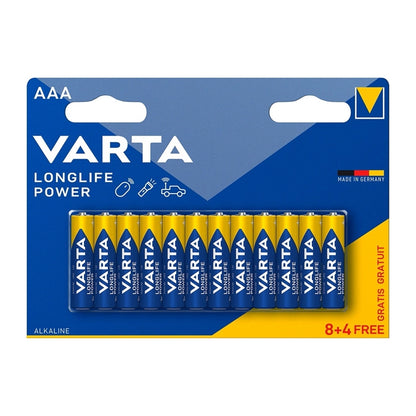 VARTA LONGLIFE POWER PILHA ALCALINA AAA LR03 BLISTER*8+4