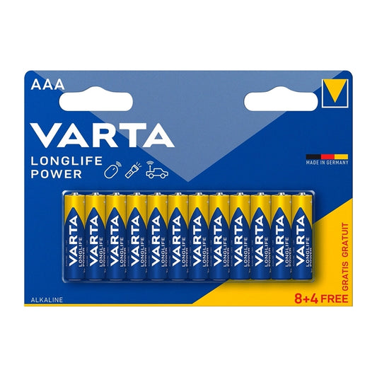 VARTA LONGLIFE POWER PILA ALCALINA AAA LR03 BLISTER*8+4